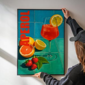 Aperol Poster 70s Wall Print Red Pink Wall Art Kitchen Wall Decor Summer House Poster Drinks Print Art Retro Print Trippy Wall Art