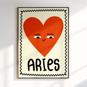 Kunst aan de muur sterrenbeeld Ram, cadeau voor kinderen, dierenriemprint Ram, astrologiecadeaus, kinderkamerposters, kunst aan de muur dierenriem, digitale download