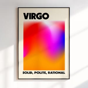 Kunst aan de muur Maagd, cadeau voor Maagd, sterrenbeeld Maagd, astrologie geschenken, kunst met kleurovergang, kunst aan de muur dierenriem, dierenriem kunst, digitale download