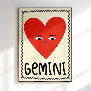 Dierenriem Tweelingen kunst aan de muur, cadeau voor kinderen, Tweelingen sterrenbeeld print, astrologie geschenken, kinderkamer posters, kunst aan de muur dierenriem, digitale download