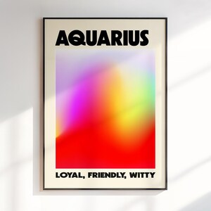 Kunst aan de muur Waterman, cadeau voor Waterman, Waterman sterrenbeeld print, astrologie geschenken, kunst met kleurovergang, kunst aan de muur dierenriem, dierenriem kunst, digitale download