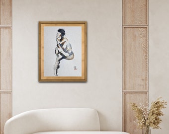 Nude Woman, Naked Figure, Watercolor Painting-Original Painting/ Original figure painting/Jim Lagasse, Pinetreeart Woman Figure Art