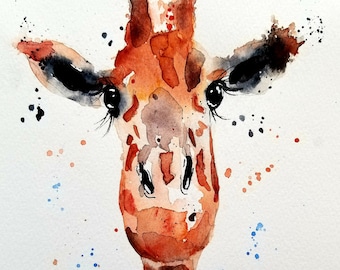 Giraffe Print, Animal Art, children's room art, ORIGINAL, Giraffe , Print ,WATERCOLOR Print , Giraffe Painting Animal Art. Animal Prints