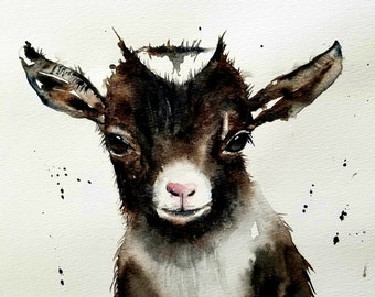 Estampado de cabra, Arte animal, arte de habitación infantil, PRINT, cabra bebé, impresión de acuarela, Arte infantil, arte de habitación para niños, estampados de animales, impresiones murales