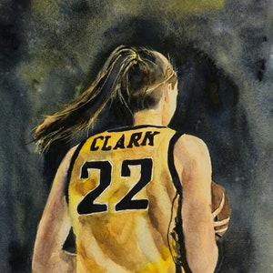 Caitlin Clark watercolor Prints from my original watercolor painting, Iowa basketball, Indiana Feber basketball, WNBA gifts, Prints, 11 x 14