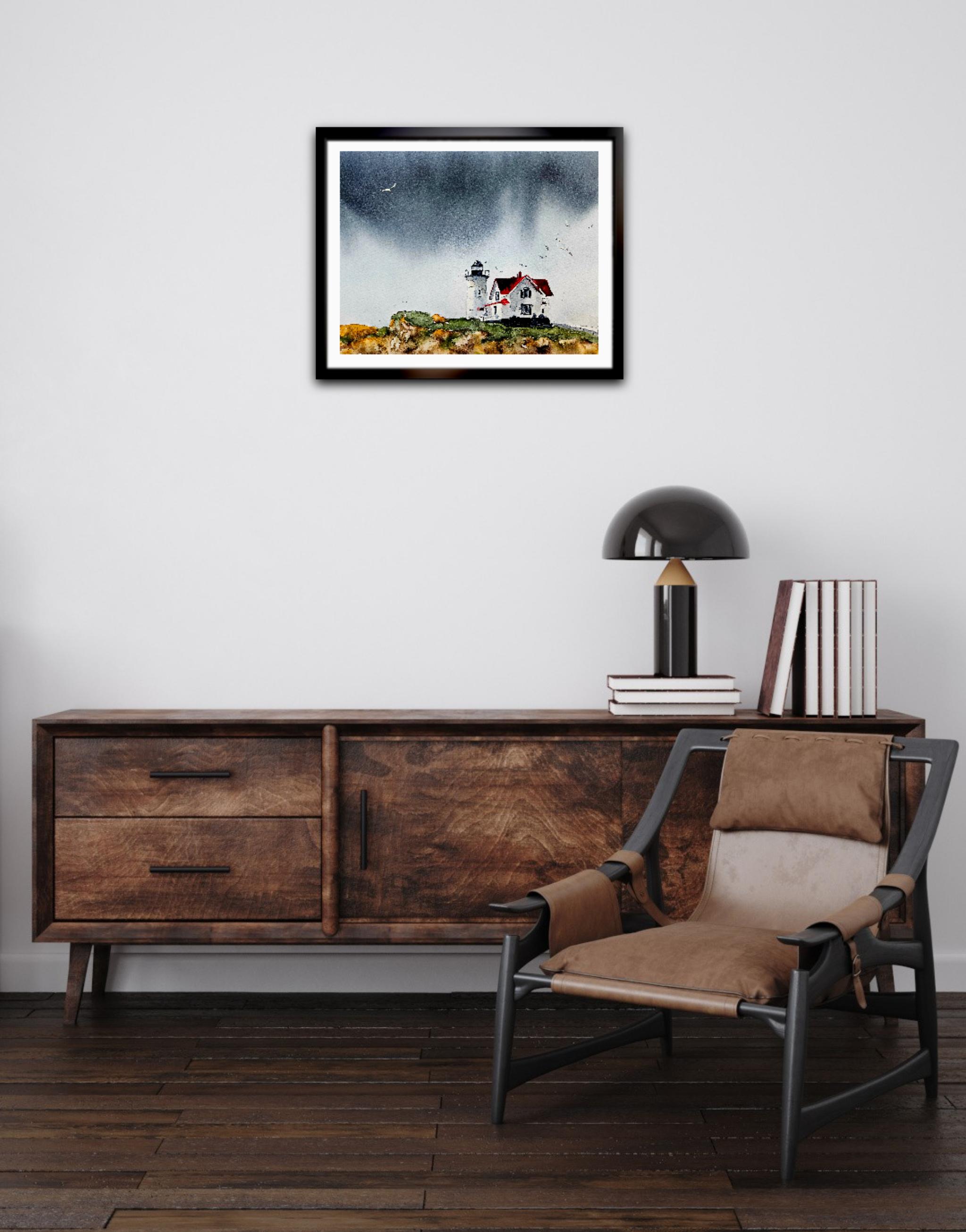 Lighthouse Original Painting Watercolor, Lighthouse Painting ...