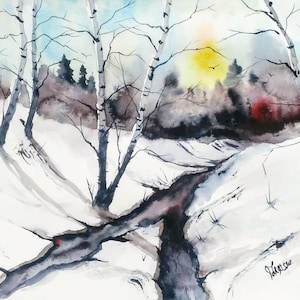 ORIGINAL painting Watercolor painting WATERCOLOR Painting, watercolor landscape, Pinetreeart, WATERCOLOR, landscape original, painting
