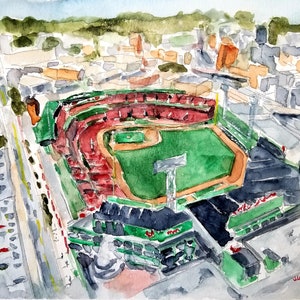 Boston Red Sox Prints, Fenway Park Prints, Red Sox art, Boston sports art, fenway park art, sports room art, man cave art, baseball