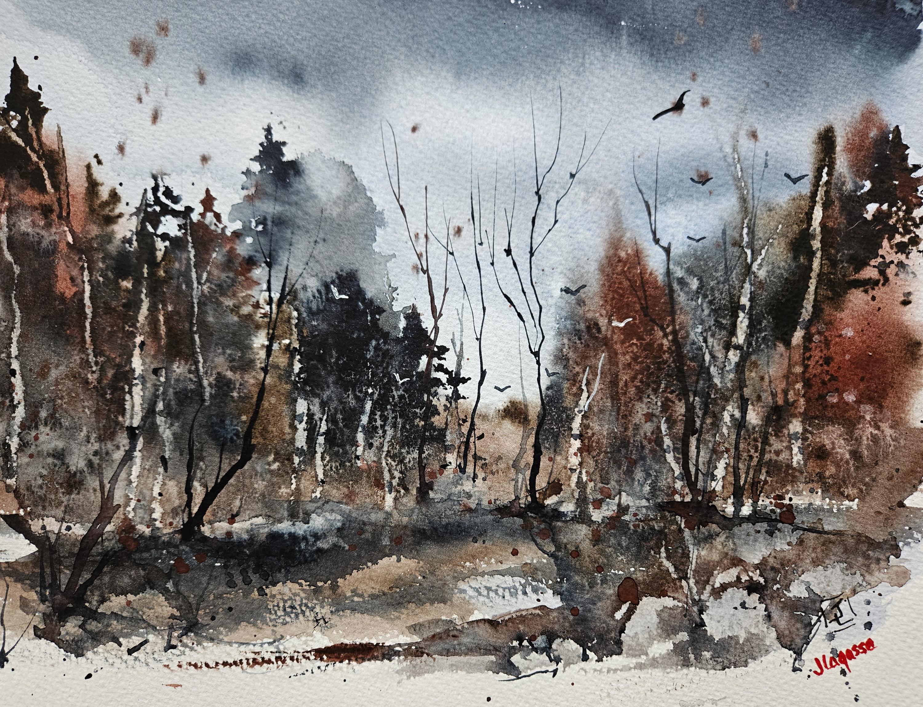 抽象風景画、風景水彩画、抽象風景画、風景画、半抽象風景画、水彩風景