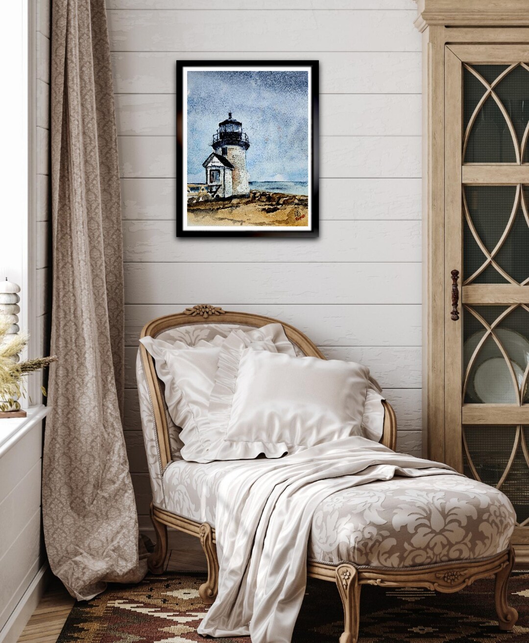 Lighthouse Original Painting Watercolor, Lighthouse Painting ...