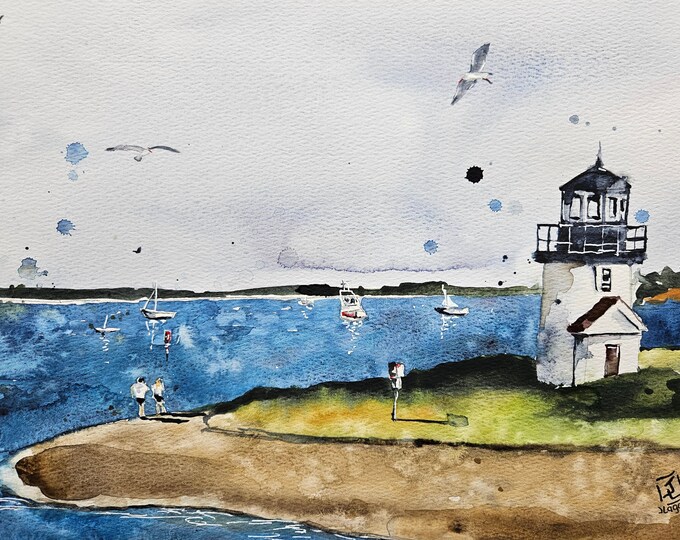 Lighthouse Original Painting Watercolor, Lighthouse Painting ...