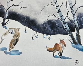 The Foxes, Fox painting, Animal painting, Fox, Watercolor original, animal art, jim lagasse, animal wall art, nursery art, painting