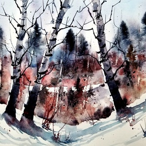 ORIGINAL painting watercolor painting original WATERCOLOR Birch Tree Art/jim lagasse/watercolor original/BIRCH trees/Silver Birches