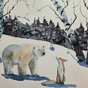 ACEO Print Aceo Limited Edition Art Card Watercolor Print Landscape Painting Collectible Art Miniature Art Unframed Art, reindeer