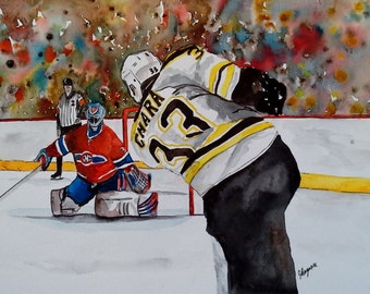 Watercolor Print Limited Edition- &quot;Boston Bruins and Montreal Canadiens&quot;
