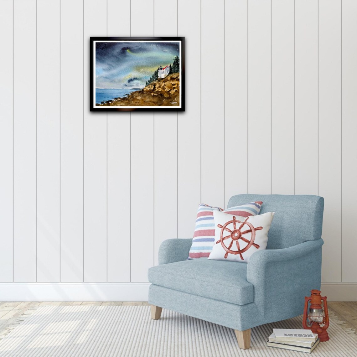 Lighthouse Original Painting Watercolor, Lighthouse Painting ...