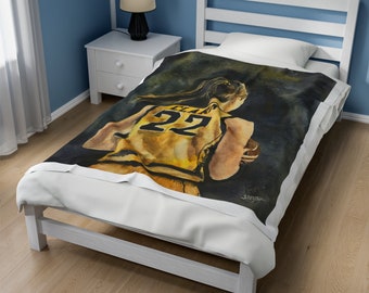 Velveteen Plush Blanket, Caitlin Clark blanket, WNBA, Indiana Fever basketball, Iowa girls' basketball, Caitlin Clark, 50" x 60" blanket