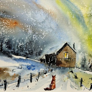 ACEO Print Aceo Limited Edition Art Card aquarel schilderij landschap schilderij Collectible Art miniatuur kunst ingelijste kunst, berkenboom