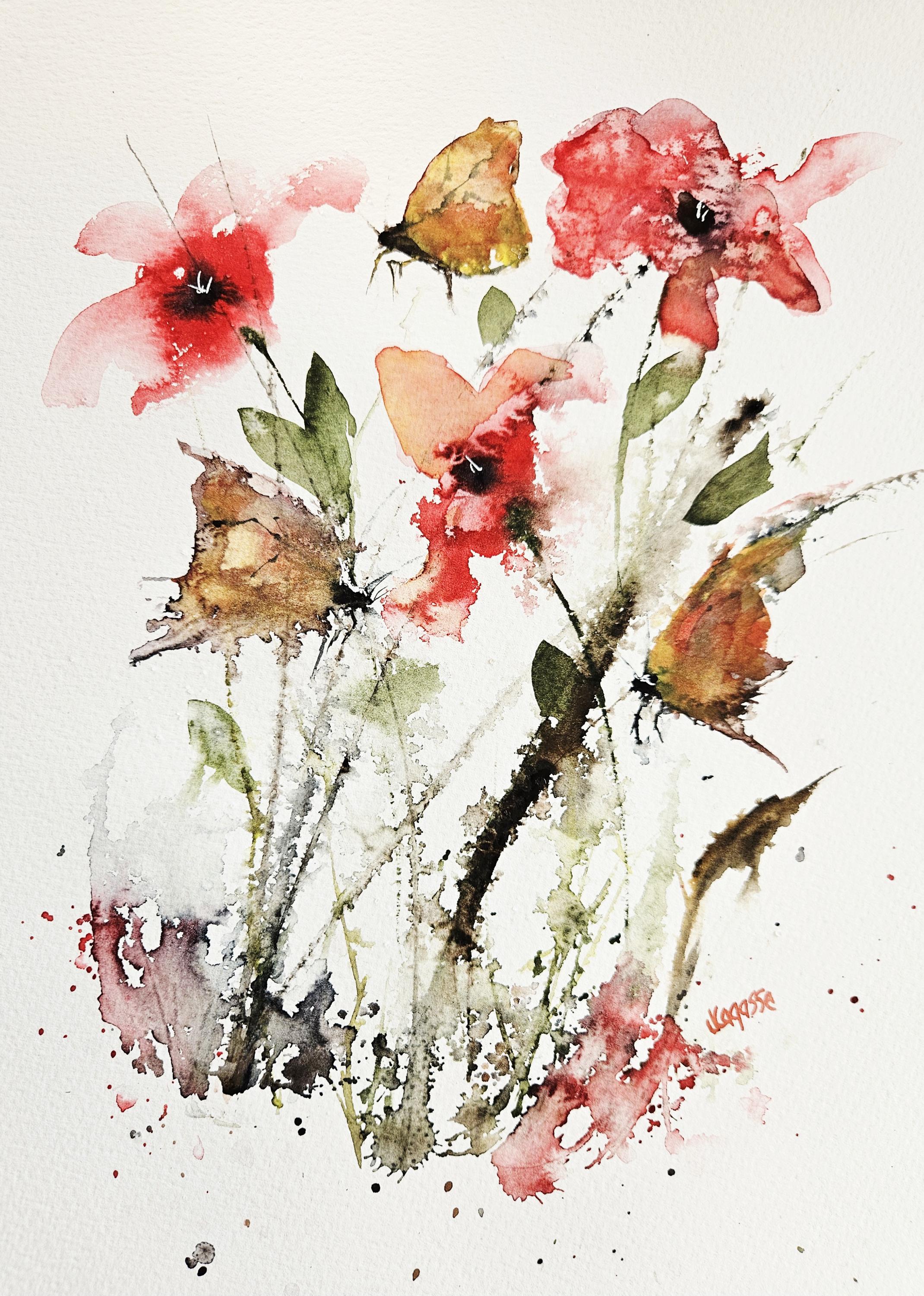 Butterfly print, flower print, abstract watercolor print, in memory of Jack, flower prints, limited print.