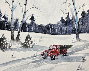 Watercolor Original Painting, Winter Wall art, Landscape painting, Wall art, home decor, watercolor painting, Jim Lagasse, Maine artist