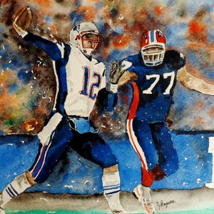 New England Patriots, Original Watercolor Print- &quot;Tom Brady&quot; Limited Edition Print