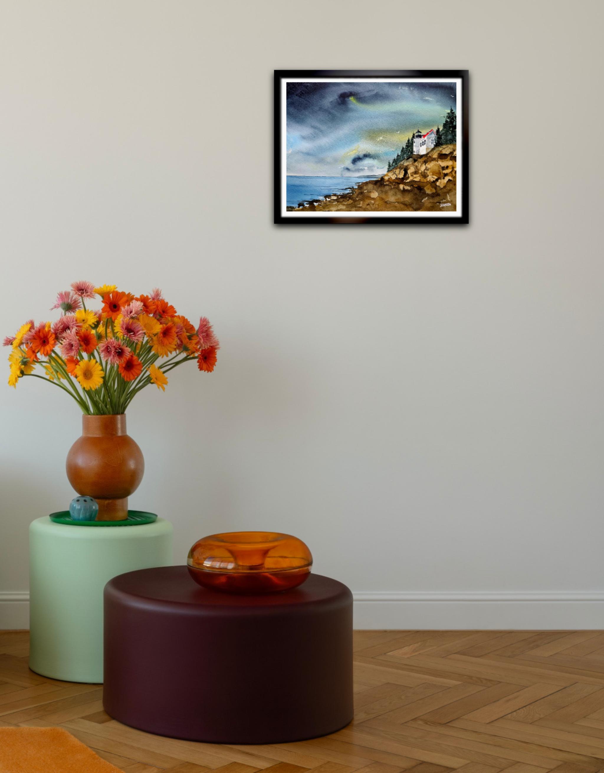 Lighthouse Original Painting Watercolor, Lighthouse Painting ...