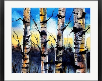 Original Watercolor Birch Tree Painting, Jim Lagasse , Watercolor , Birch tree painting, Watercolor Painting, landscape art, wall art