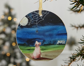 Acrylic Ornaments, Charlotte's web, original watercolor artist Jim Lagasse, Christmas Ornament, Holiday gifts