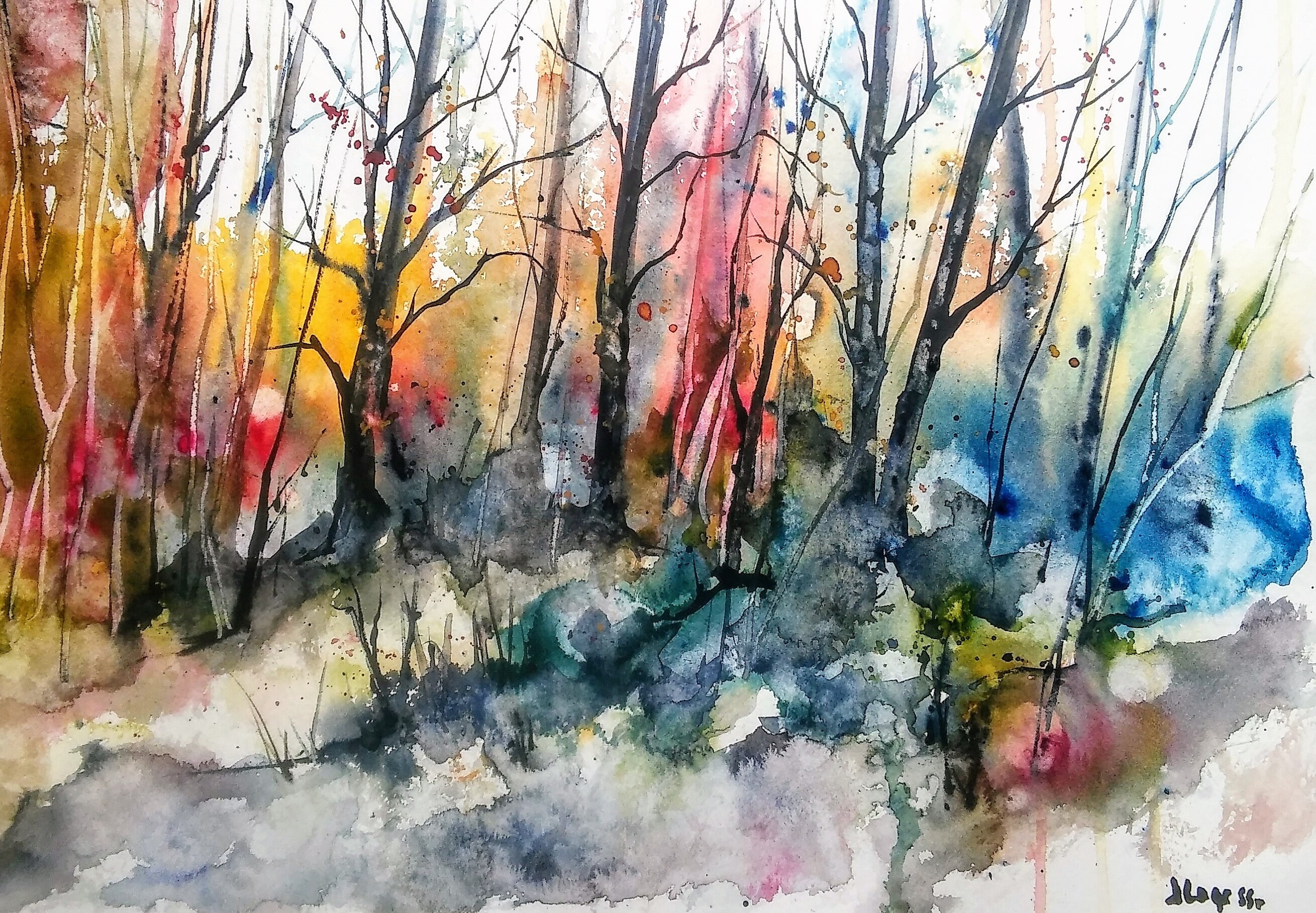 Abstract landscape landscape watercolor abstract landscape Etsy