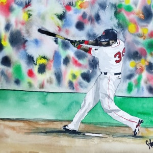 DAVID ORTIZ, Watercolor Print,  Red Sox Painting, , Watercolor Print ORIGINAL - Open Edition &quot;Big Pap&quot; David Ortiz