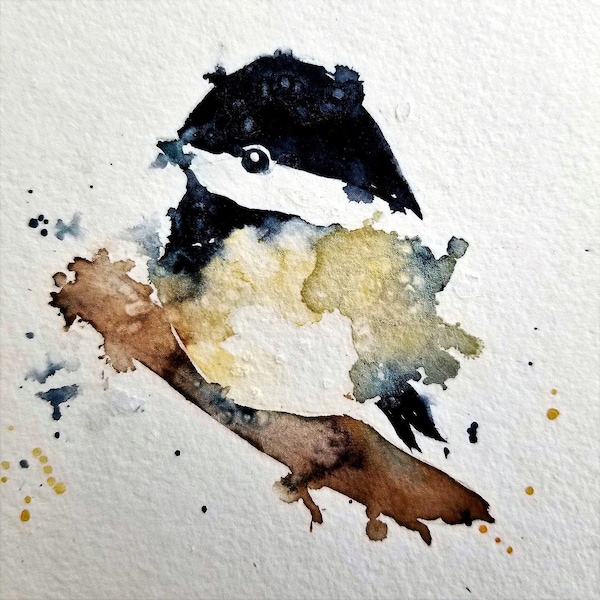 CHICKADEE Watercolor Print, Bird Art Painting, by Watercolorist Jim Lagasse
