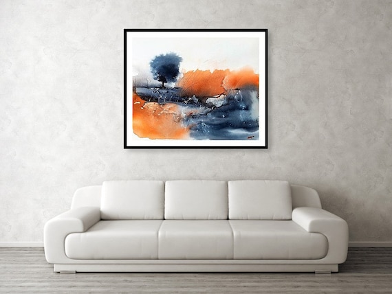 オリジナル抽象画、抽象風景画、水彩画、ジム・ラガッセアート