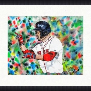MOOKIE BETTS, Watercolor Print, Red Sox Painting, , Watercolor Print ORIGINAL - Open Edition &quot;Mookie Betts&quot; Boston Sports