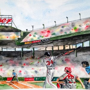 DAVID ORTIZ, Watercolor Print, Red Sox Painting, , Watercolor Print ORIGINAL - Open Edition &quot;Big Pap&quot; David Ortiz-Fenway Park