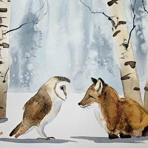 ACEO Print Aceo Limited Edition Art Card aquarel schilderij landschap schilderij Collectible Art miniatuur kunst ingelijste kunst, berkenboom