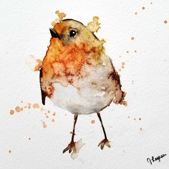 鳥の絵、動物アート、子供部屋アート、オリジナル、鳥、水彩画