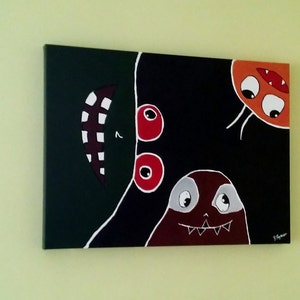 Original Acrylic Painting On Canvas - Kids Decor - Alien Painting - Wall Decor - Original Alien Painting -Kids Room ART