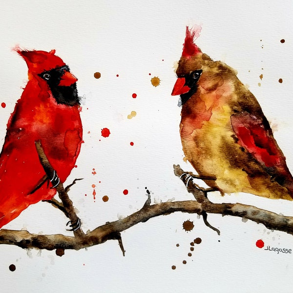 Cardinal Prints, Animal Art, children's room art, PRINT, Cardinal Owl, watercolor print, Kids room art, animal prints, prints, Brid prints