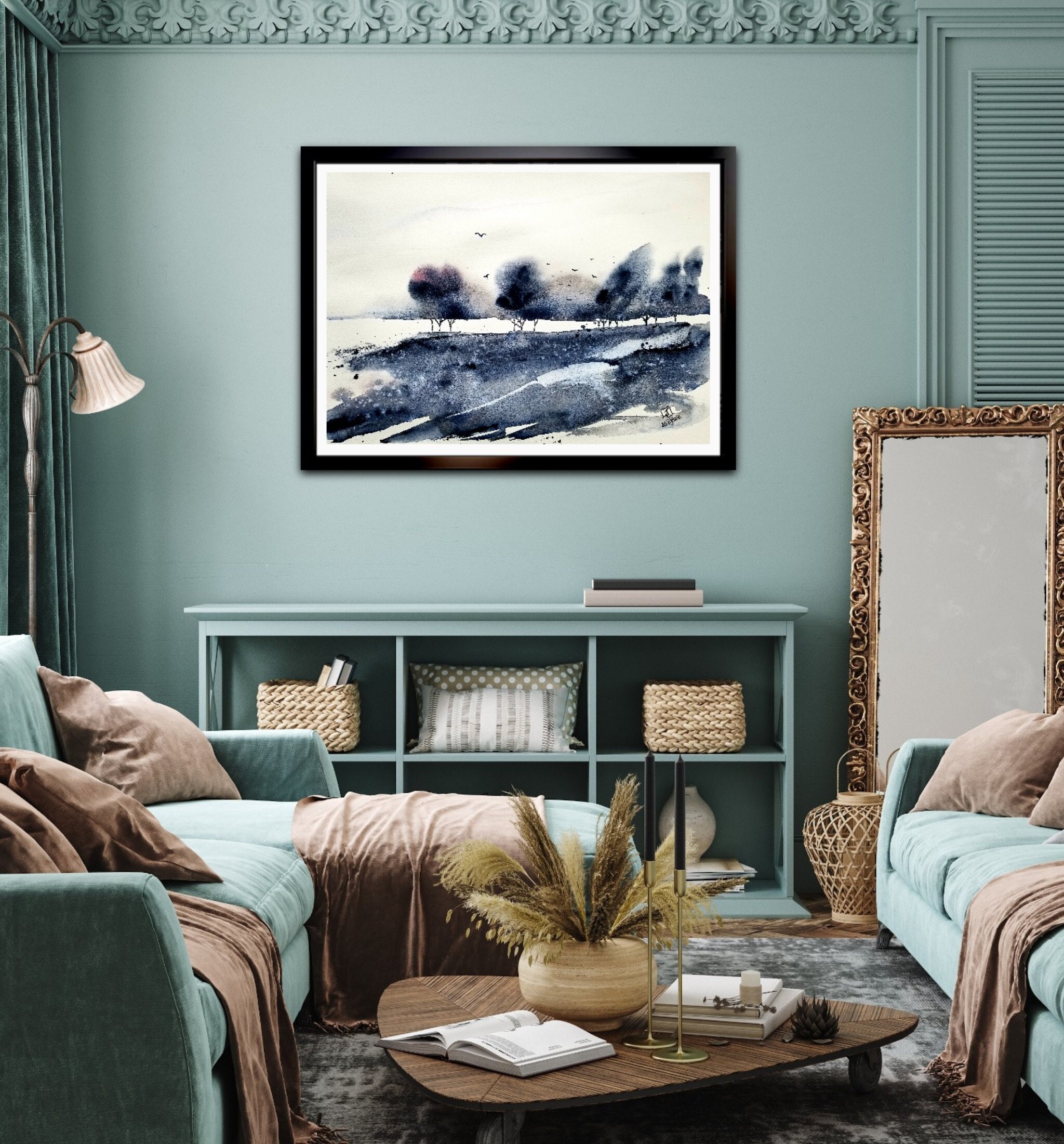 抽象風景画、風景水彩画、抽象風景画、風景画、半抽象風景画、水彩風景