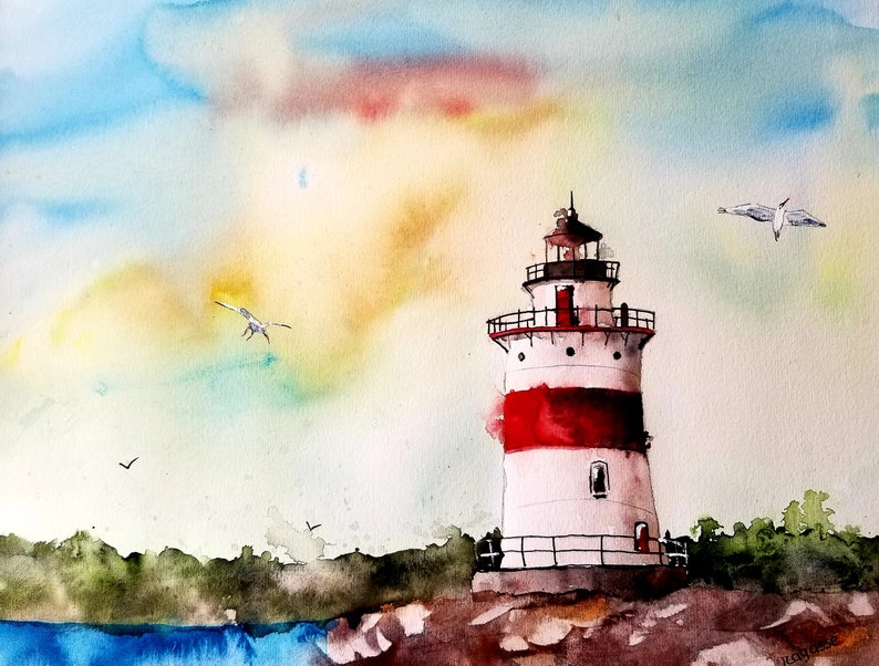 Watercolor Print/lighthouse Original Watercolor/original Print, Modern ...