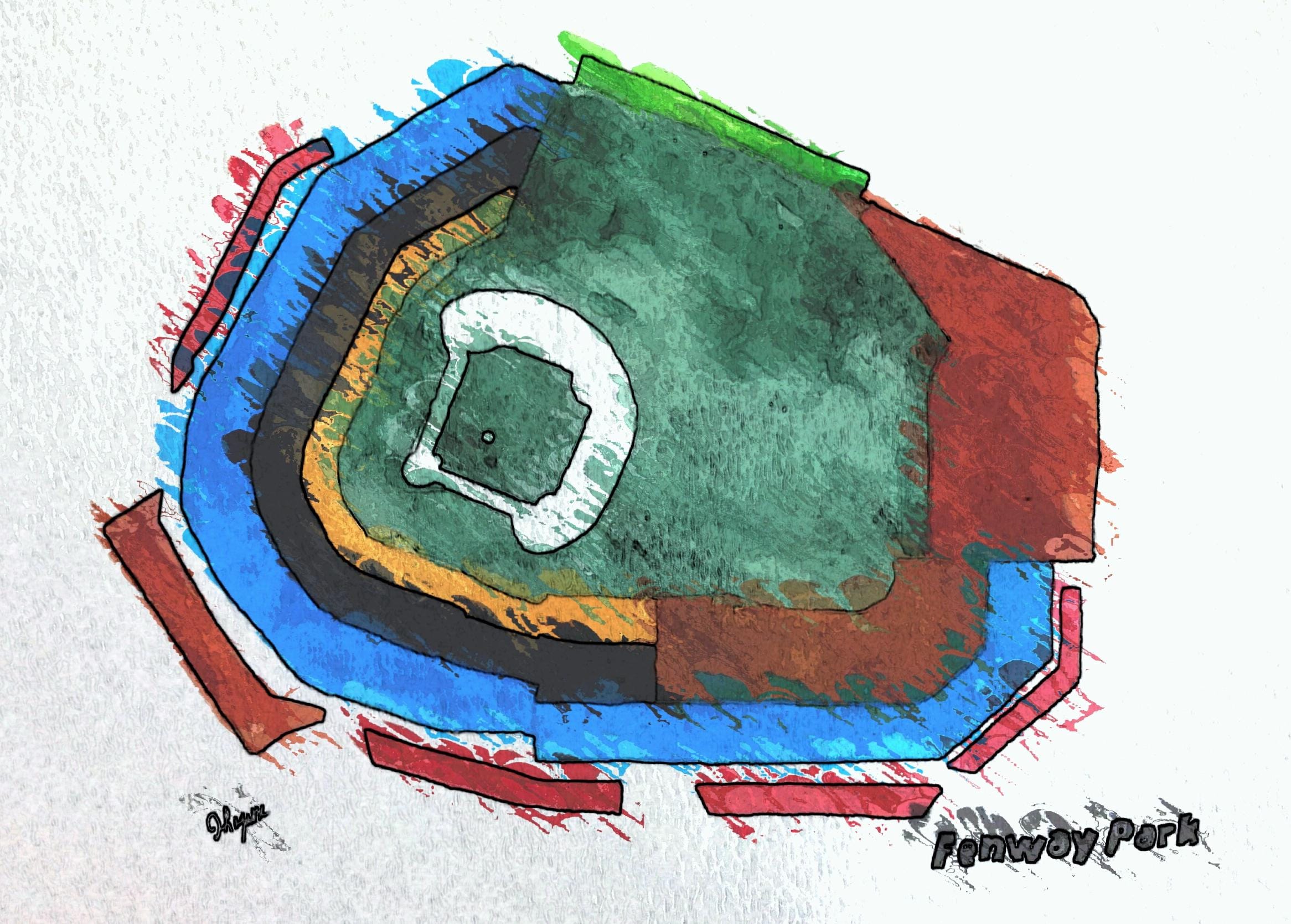 FENWAY PARK, Original Prints, Boston Redsox, PRINT redsox art, Original Limited Edition Prints, Boston Sports, Boston , David Ortiz