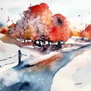 抽象風景画、風景水彩画、抽象風景画、風景画、半抽象風景画