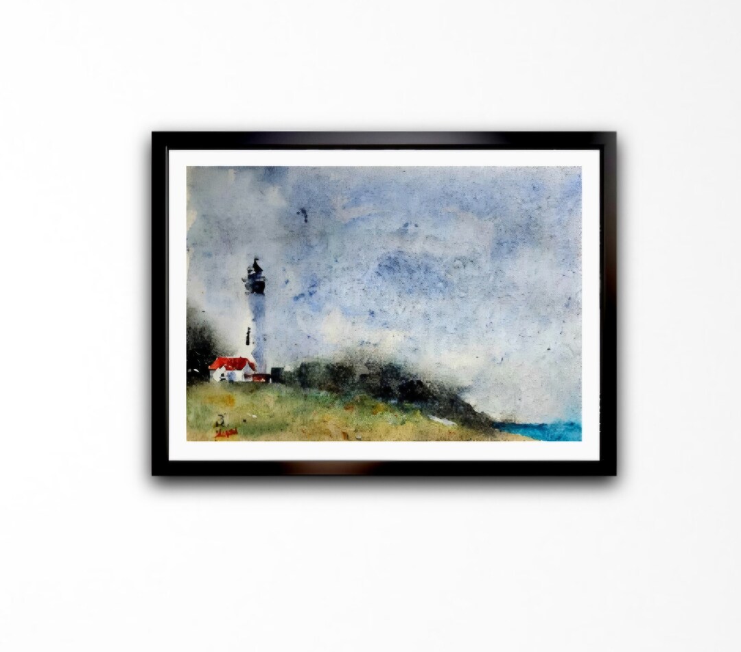 Lighthouse Original Painting Watercolor, Lighthouse Painting ...