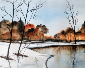 Original Watercolour Painting by Jim Lagasse | Trees Painting | Original Landscape Watercolour | Landscape Painting | Original Watercolor