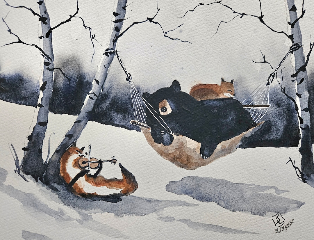 The Fox and the Bear Painting. Original Children's Book Art. Nursery ...