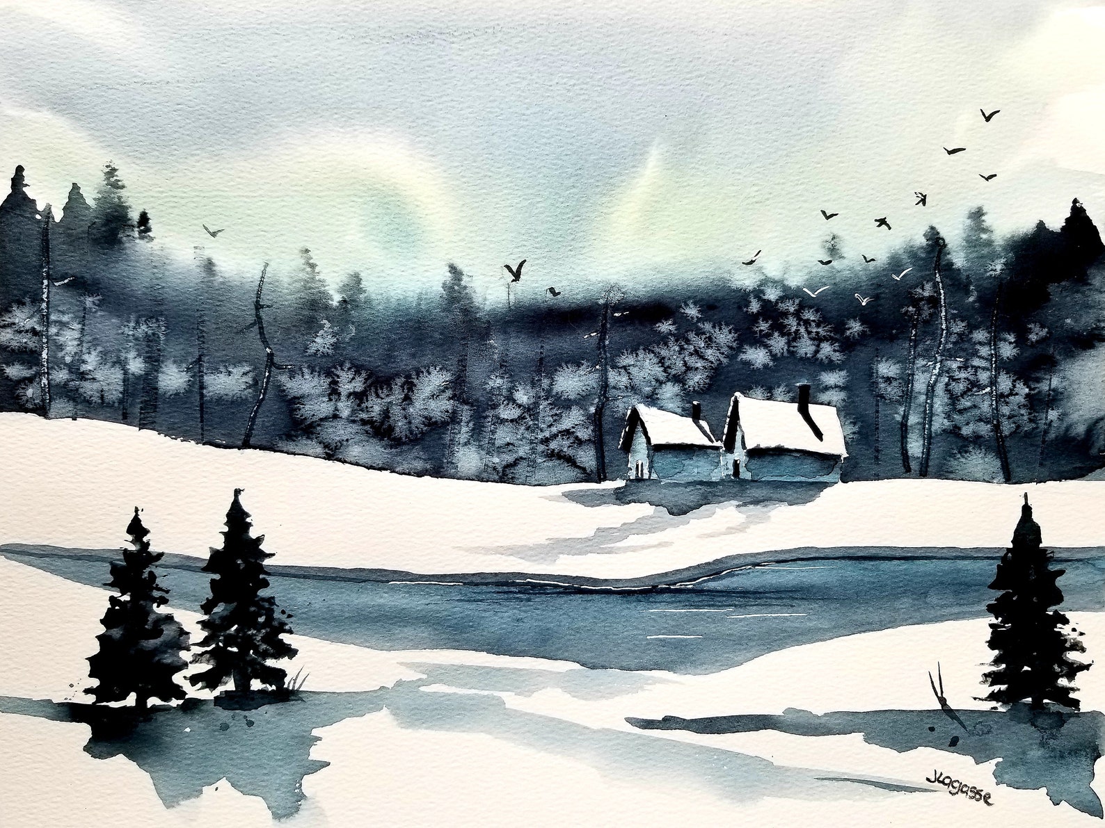 Original Winter Painting, Winter Landscape Painting, Landscape Art ...
