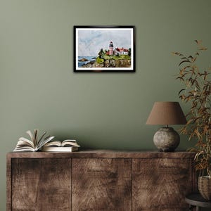 Quoddy Head Light, Maine – Original akvarellmålning av fyr 9 x 12 bild 5