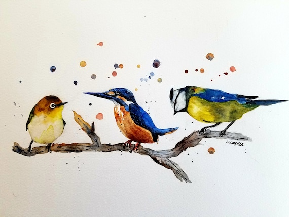 Bird Painting Animal Art Children's Room Art ORIGINAL - Etsy