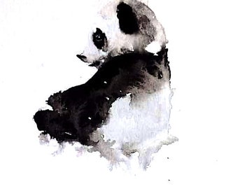 0riginal colorful print Panda Bear original watercolor original print modern animal painting PANDA BEAR