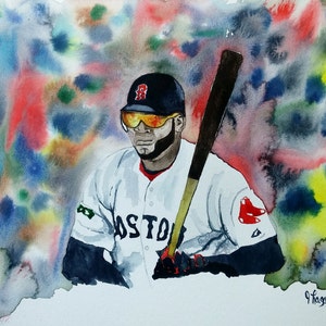 DAVID ORTIZ, Watercolor Print, Red Sox Painting, , Watercolor Print ORIGINAL - Open Edition &quot;Big Pap&quot; David Ortiz